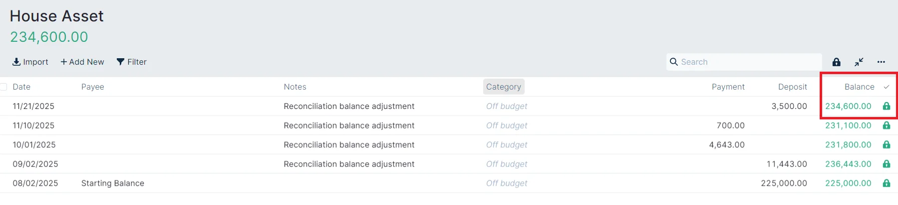 Image of created transaction locked